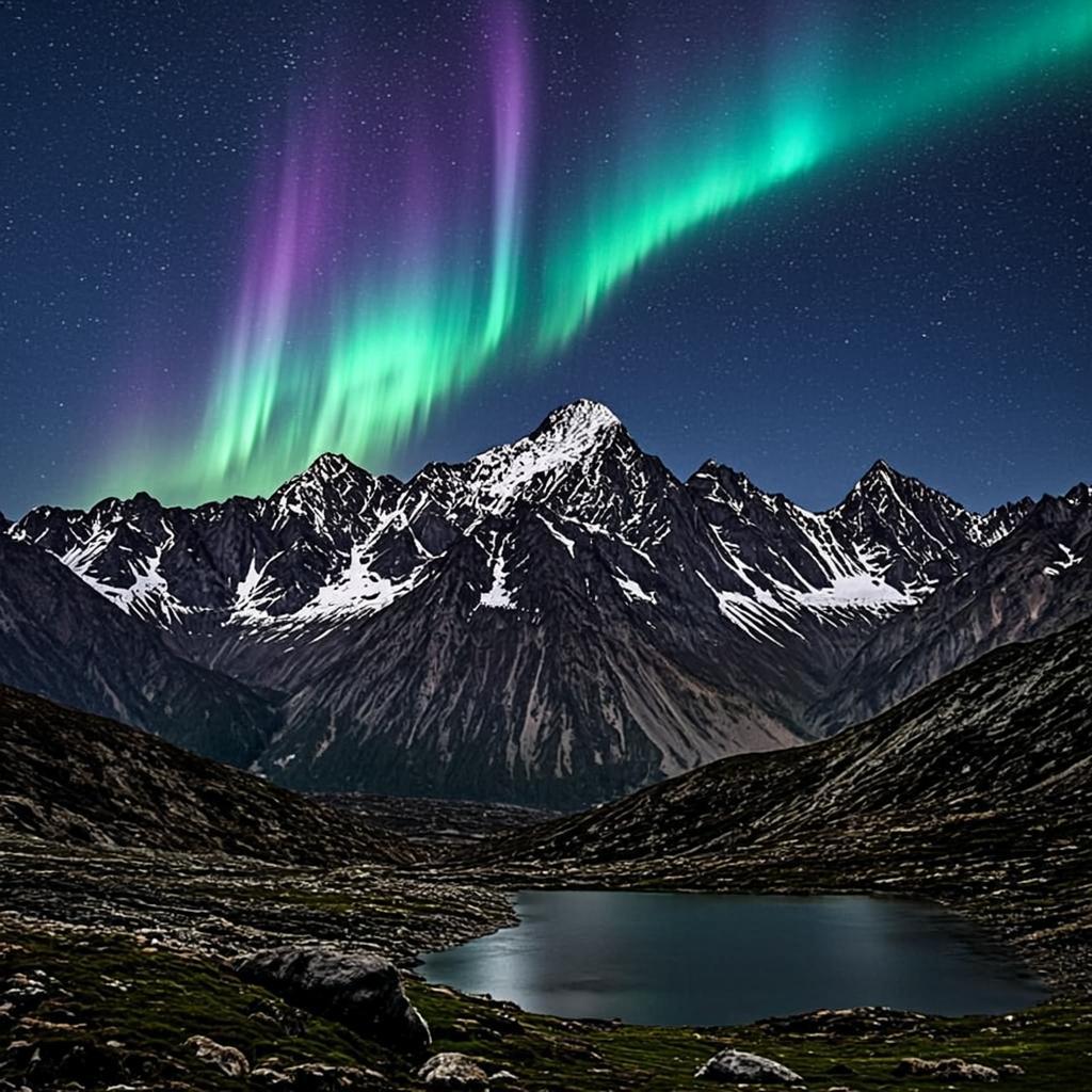 Mountain aurora borealis
