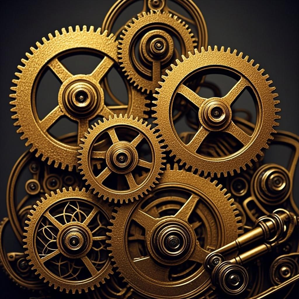 Steampunk golden clock
